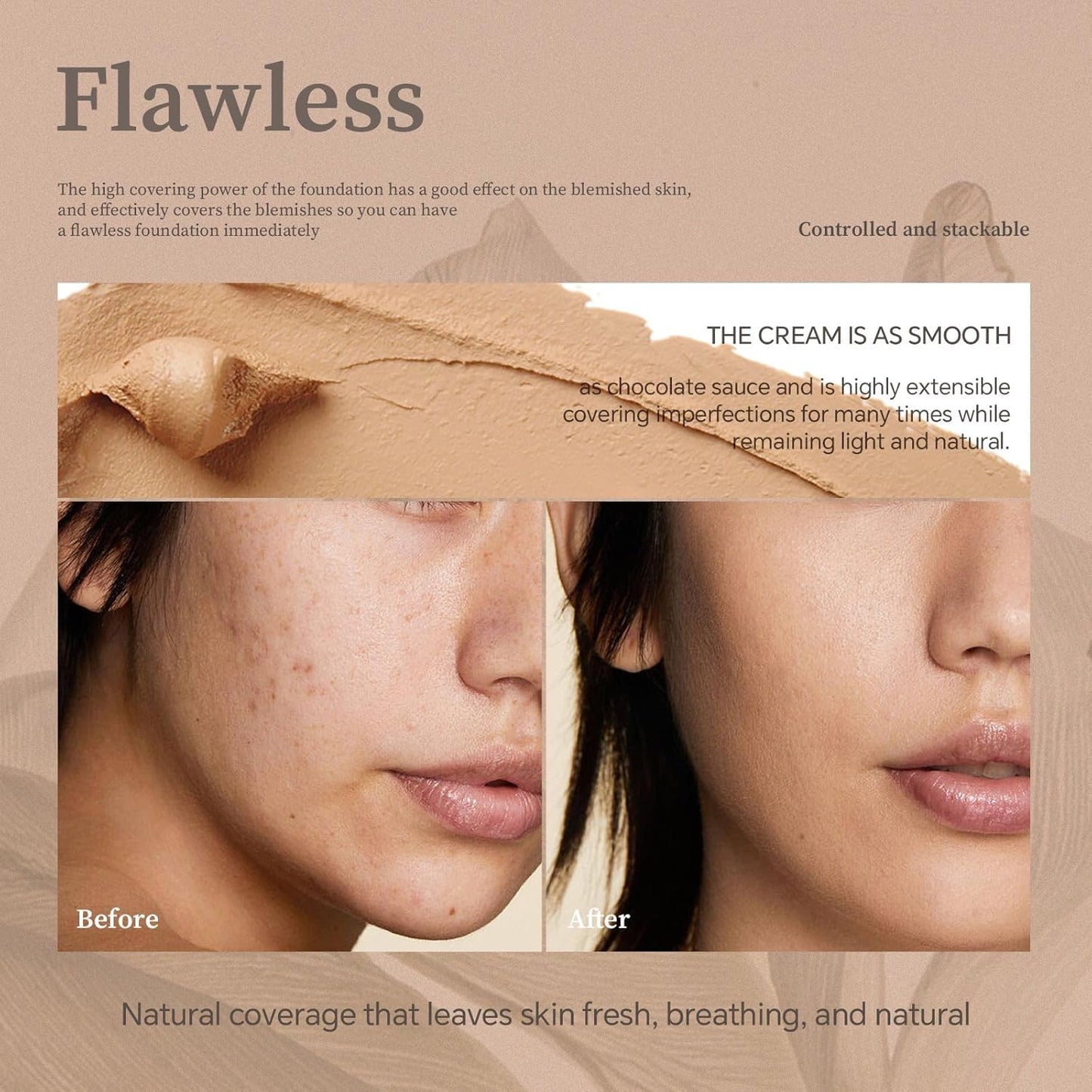 Foundation Stick, Built-In Foundation Brush, Contour Stick Makeup, Long-Lasting Waterproof Natural Velvet Matte