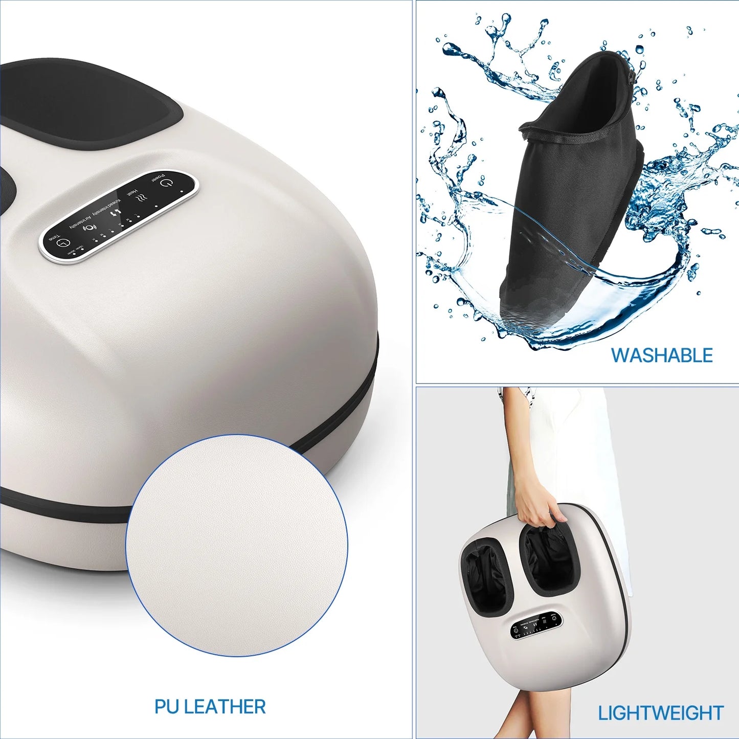 Foot Massager with Heat for Tired Foot Blood Circulation up to Size 11, White,Birthday Gifts for Mom Dad Men