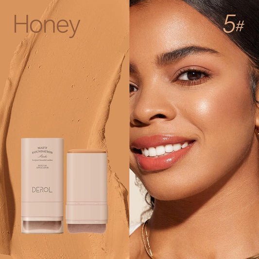 Foundation Stick, Built-In Foundation Brush, Contour Stick Makeup, Long-Lasting Waterproof Natural Velvet Matte