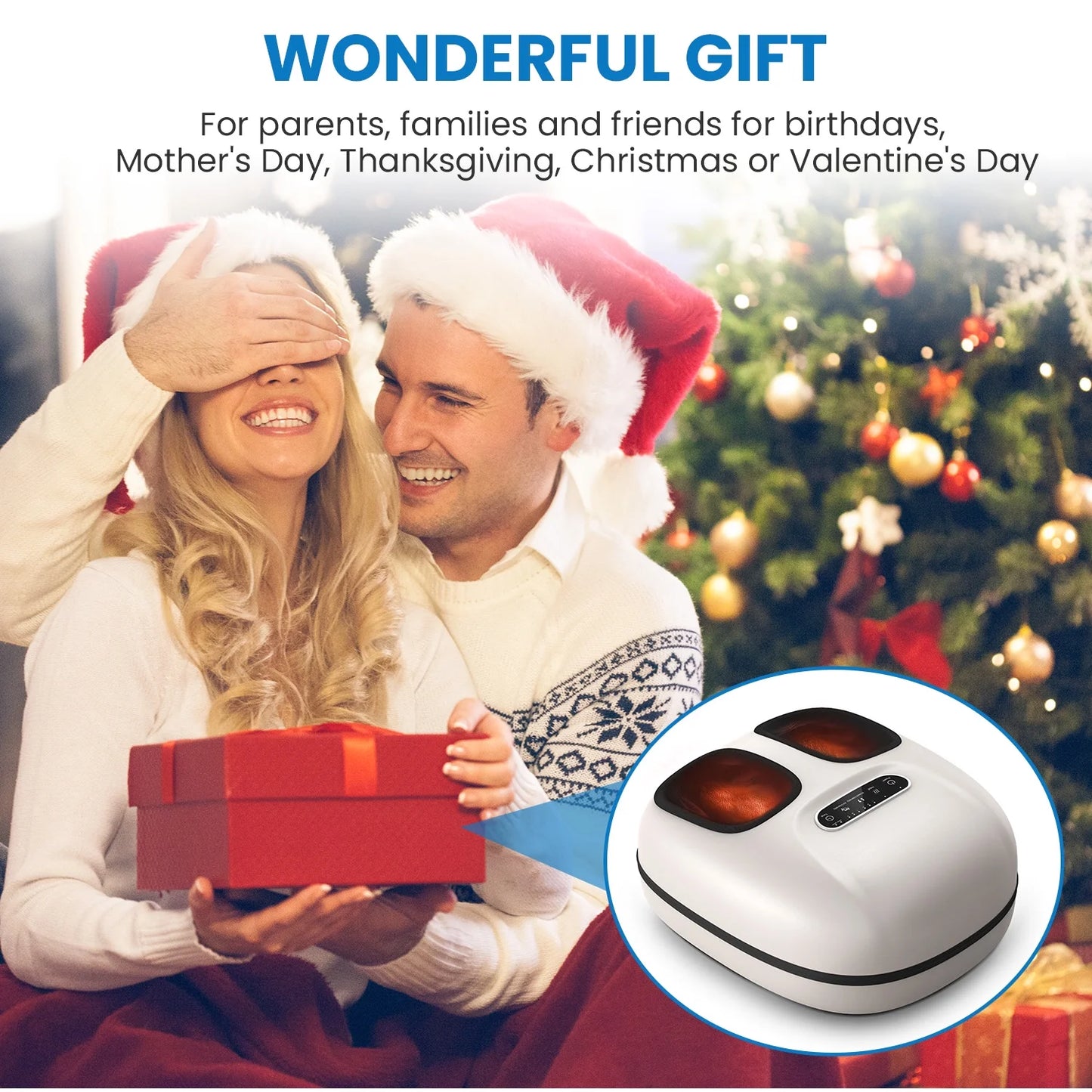 Foot Massager with Heat for Tired Foot Blood Circulation up to Size 11, White,Birthday Gifts for Mom Dad Men