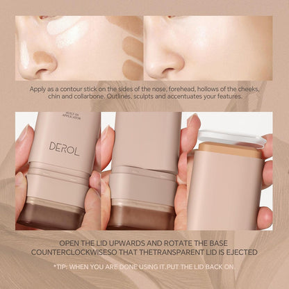 Foundation Stick, Built-In Foundation Brush, Contour Stick Makeup, Long-Lasting Waterproof Natural Velvet Matte