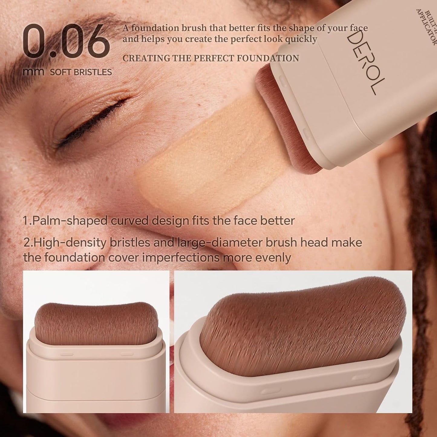Foundation Stick, Built-In Foundation Brush, Contour Stick Makeup, Long-Lasting Waterproof Natural Velvet Matte