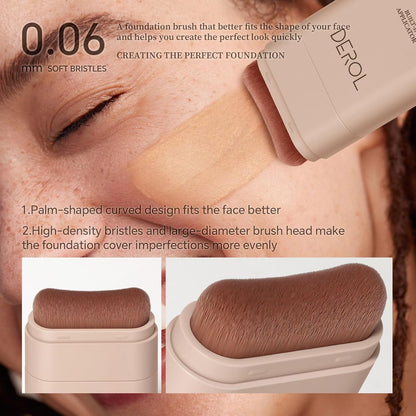 Foundation Stick, Built-In Foundation Brush, Contour Stick Makeup, Long-Lasting Waterproof Natural Velvet Matte