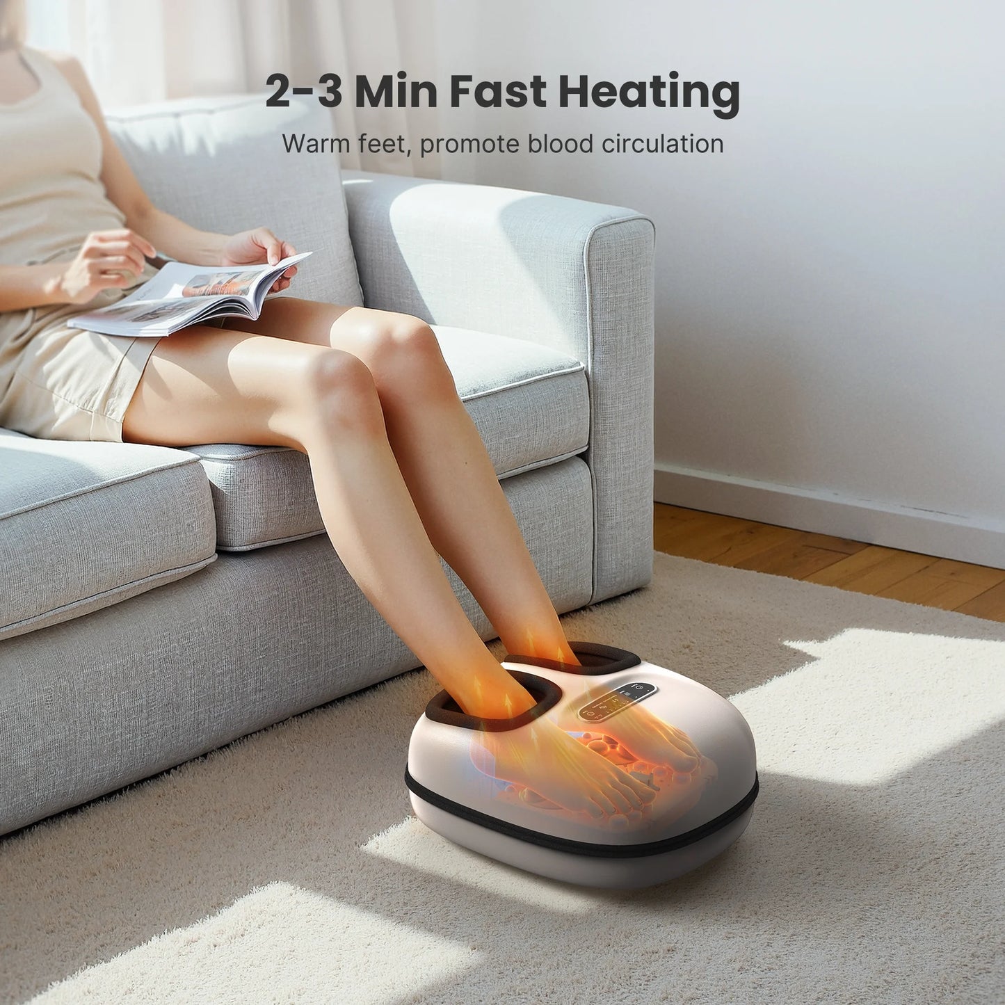 Foot Massager with Heat for Tired Foot Blood Circulation up to Size 11, White,Birthday Gifts for Mom Dad Men