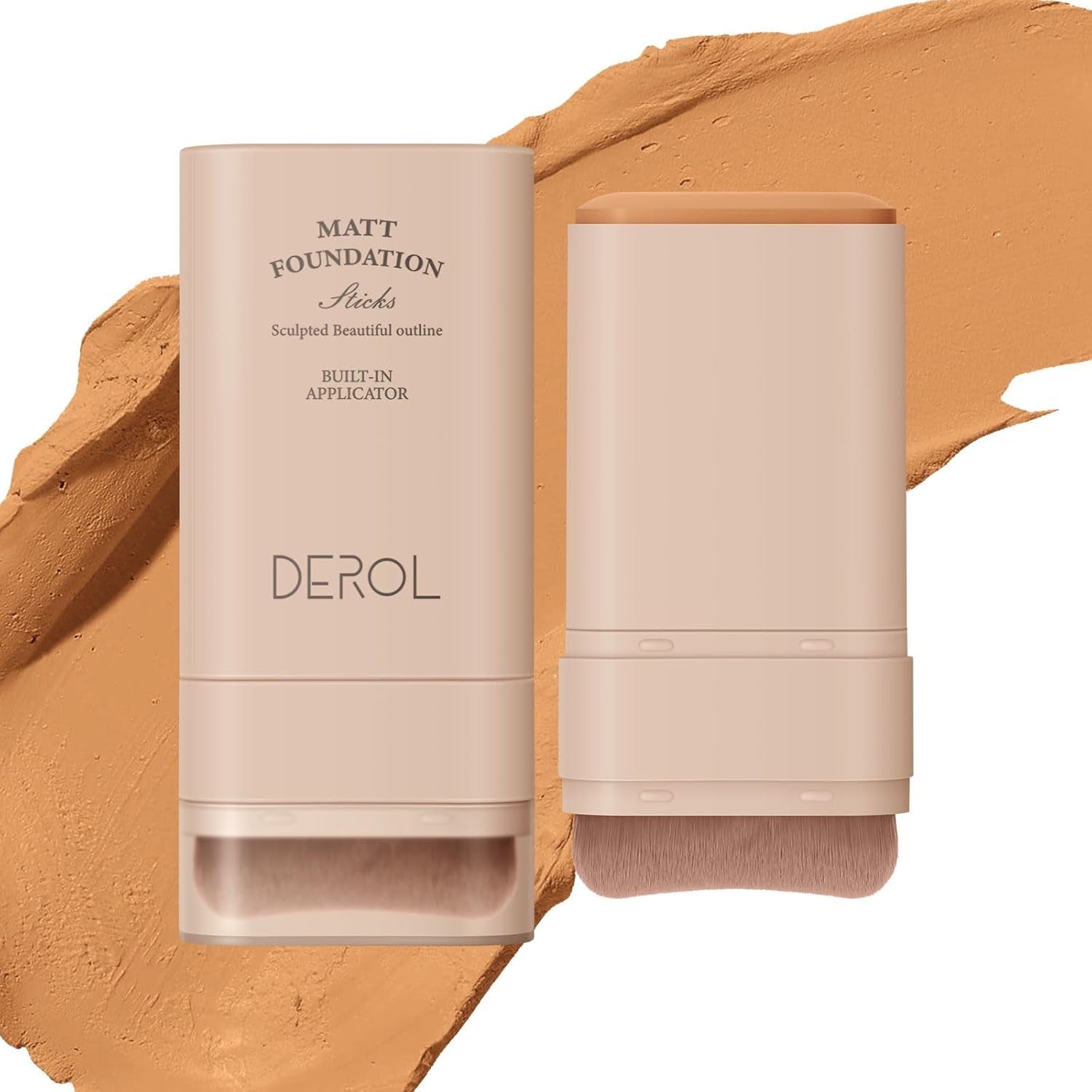 Foundation Stick, Built-In Foundation Brush, Contour Stick Makeup, Long-Lasting Waterproof Natural Velvet Matte
